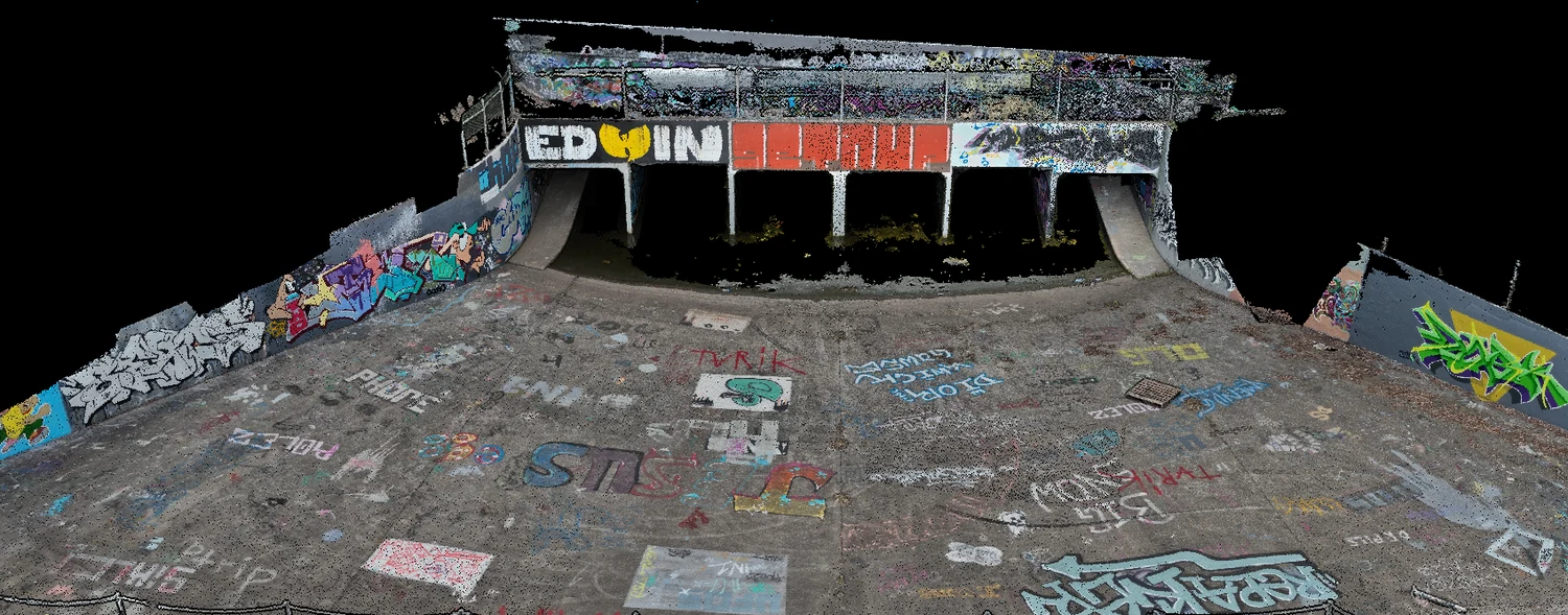 Point cloud of a concrete culvert under the M1 at Tingalpa, captured at low GSD