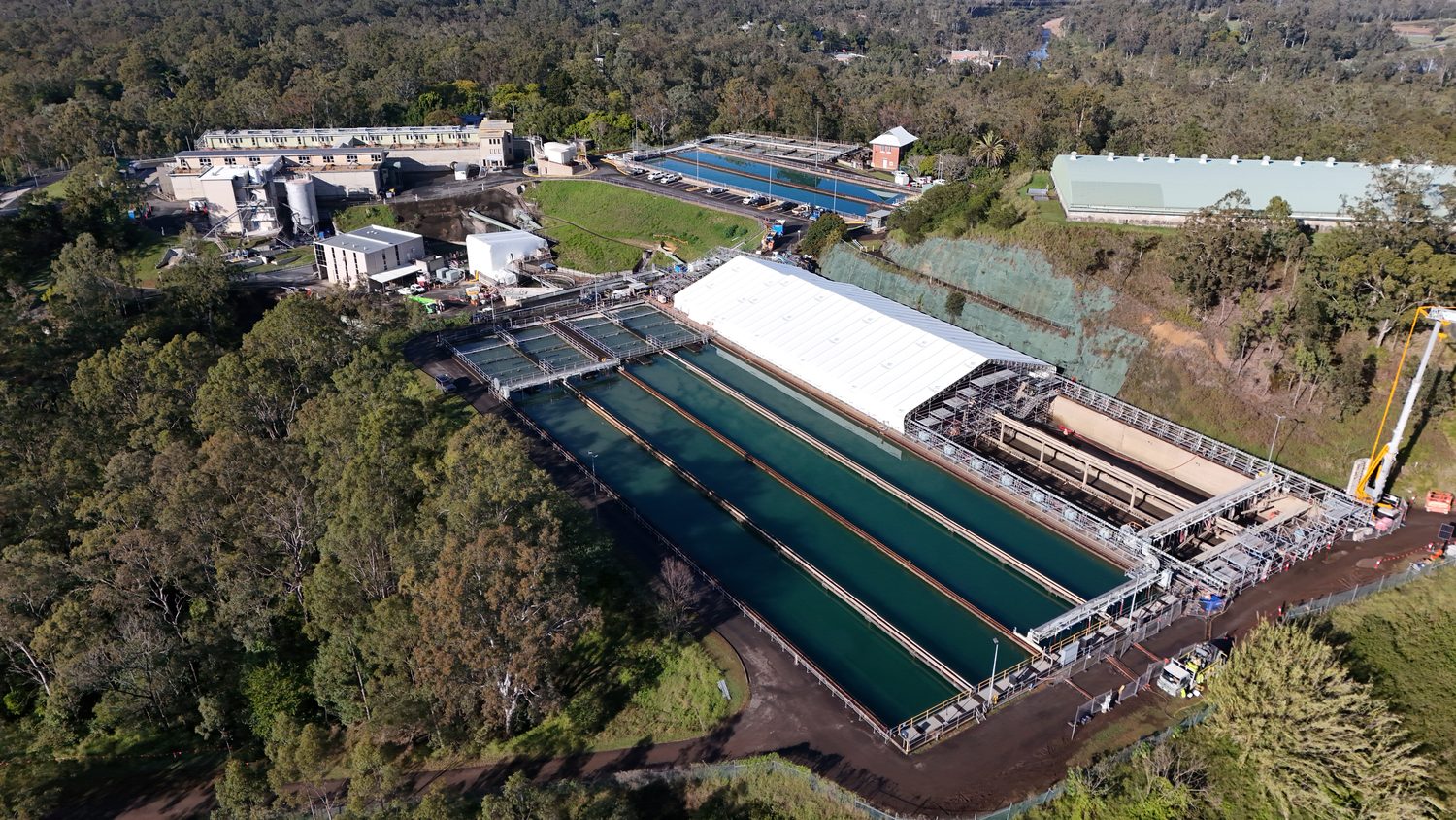 Aerial drone photograph of Mt Crosby river infrastructure, Queensland
