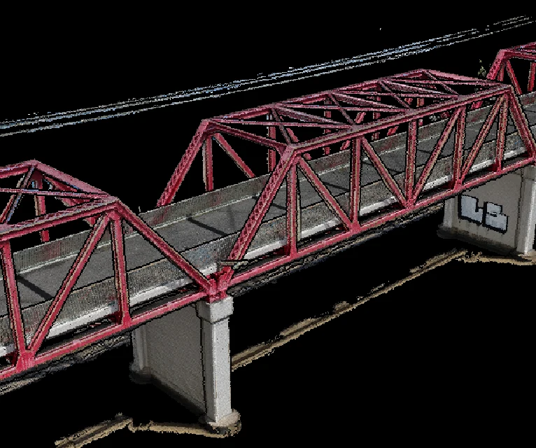 Photogrammetric point cloud elevation of a steel rail bridge digital twin