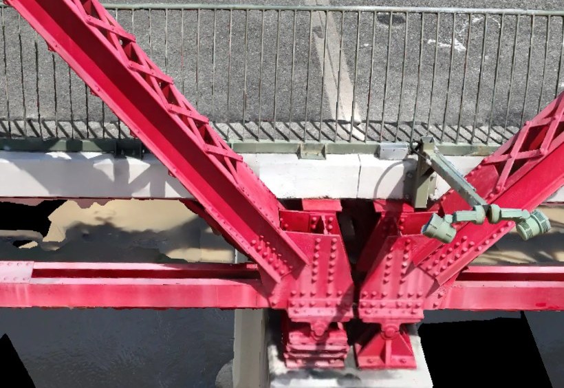 Textured photogrammetric mesh of the same truss node from the LOD 400 digital twin