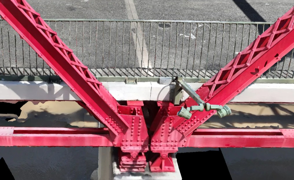 The same truss node as a textured photogrammetric mesh