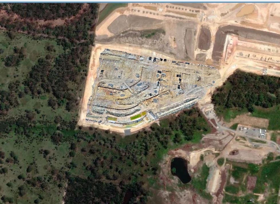 Drone survey orthomosaic overlaid across the Redland Bay site