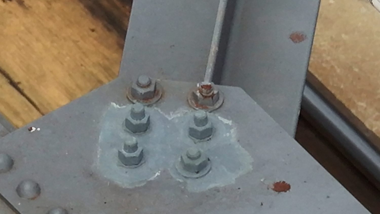 Corrosion detail on riveted steelwork identified during drone inspection