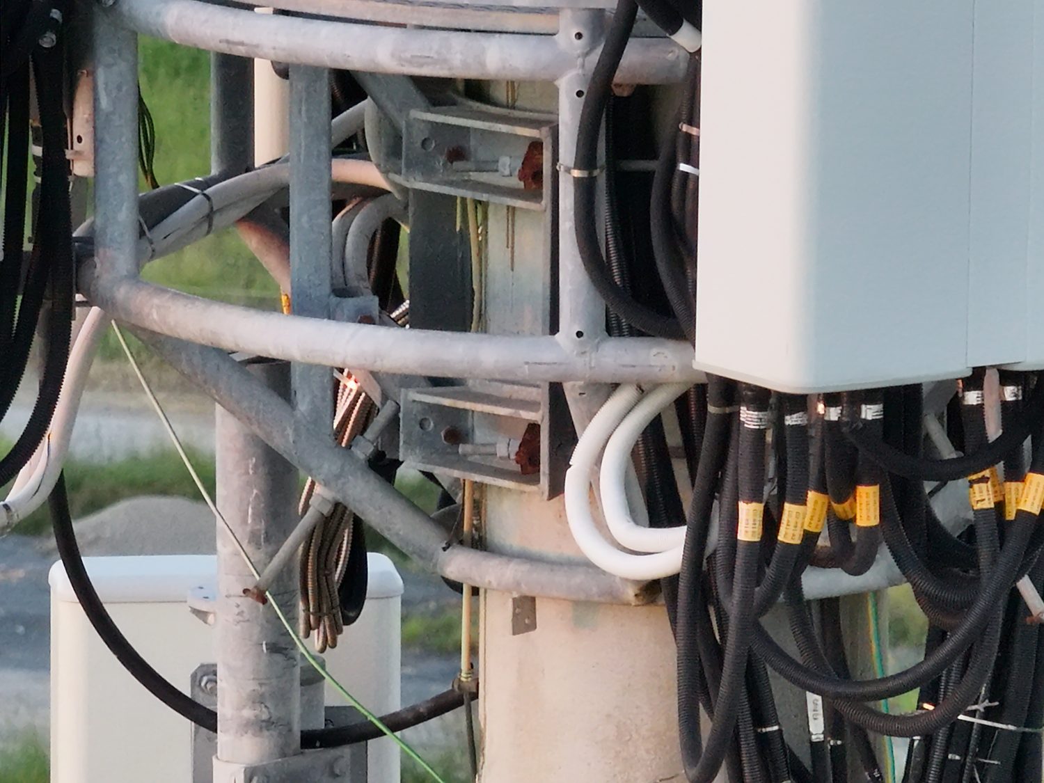 Telecommunications tower close visual drone inspection, Redland Bay Queensland